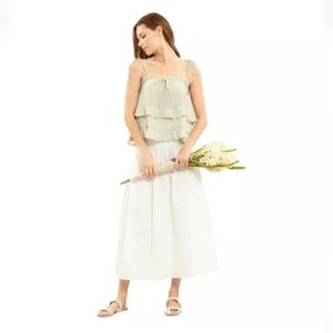 NWT BLU Pepper Light Green Ruffled Crop Top size M
